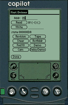 Screen dump of Palm III control application
